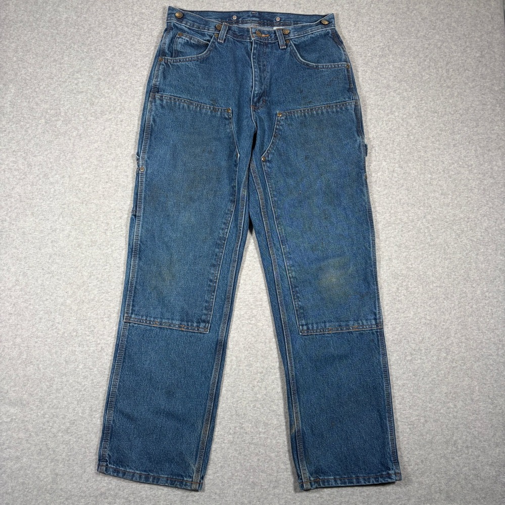 Key Double Knee Carpenter Jeans Men 32x32 (Fits 30x31) Blue Denim Workwear